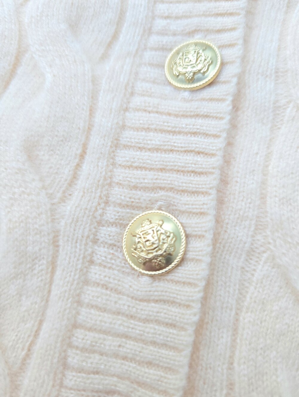J. Crew Cream Cashmere Sweater Vest Gold Button Front. Detail Cable Knit Medium - Picture 4 of 7